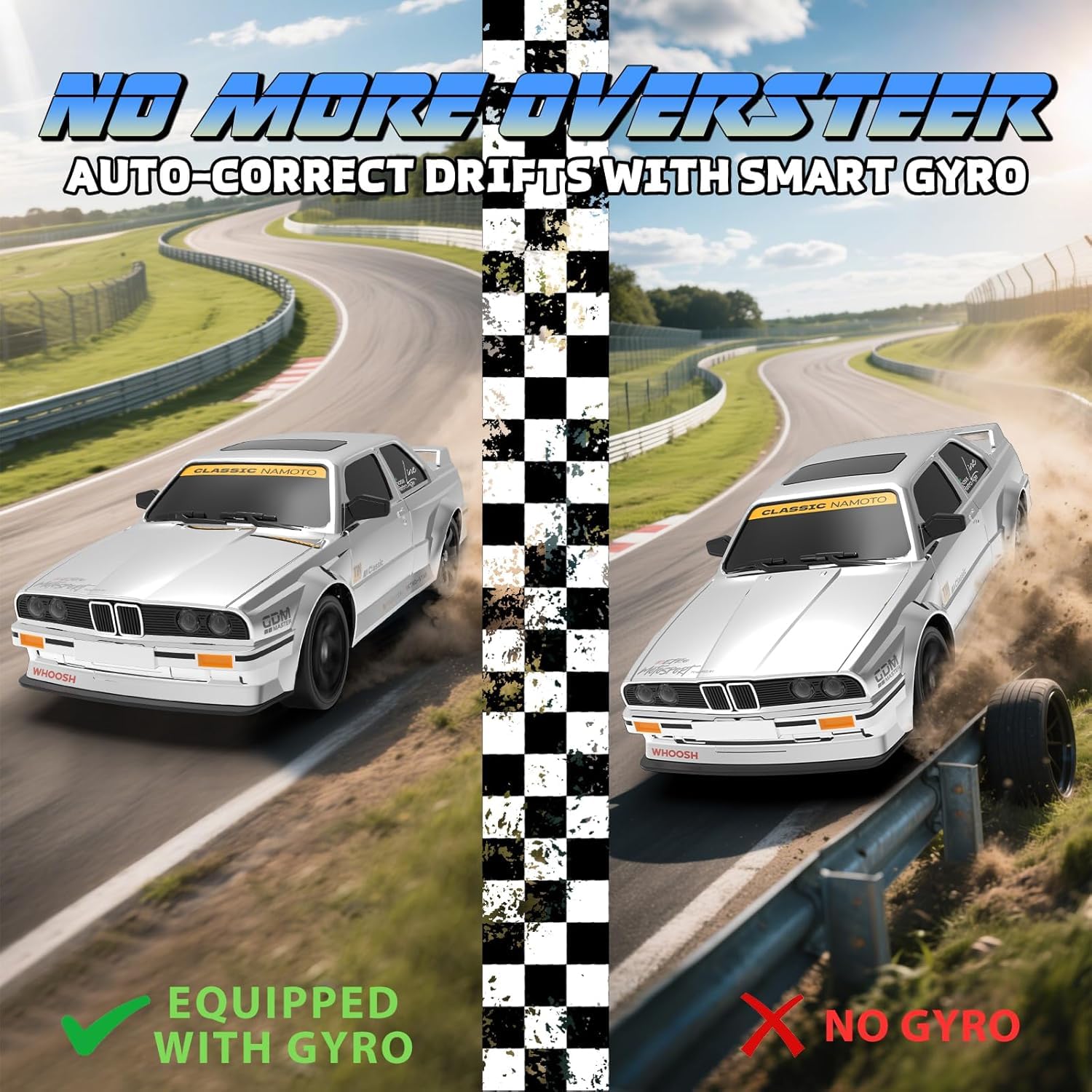 Cojuz 1/16 Fast RC Drift Car for Adults | 50KM/H High Speed 4WD with ESP Gyro, LED Light, Two Rechargeable Batteries | Full Proportional RTR Racing Gift for Boys Girls 2
