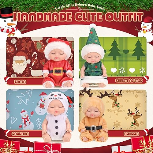 Miniatura 3 de Hanaive 4 muñecas de bebé de 4 pulgadas realistas y realistas, ropa de animales lindos regalos para niñas, niños pequeños a partir de 3 años,