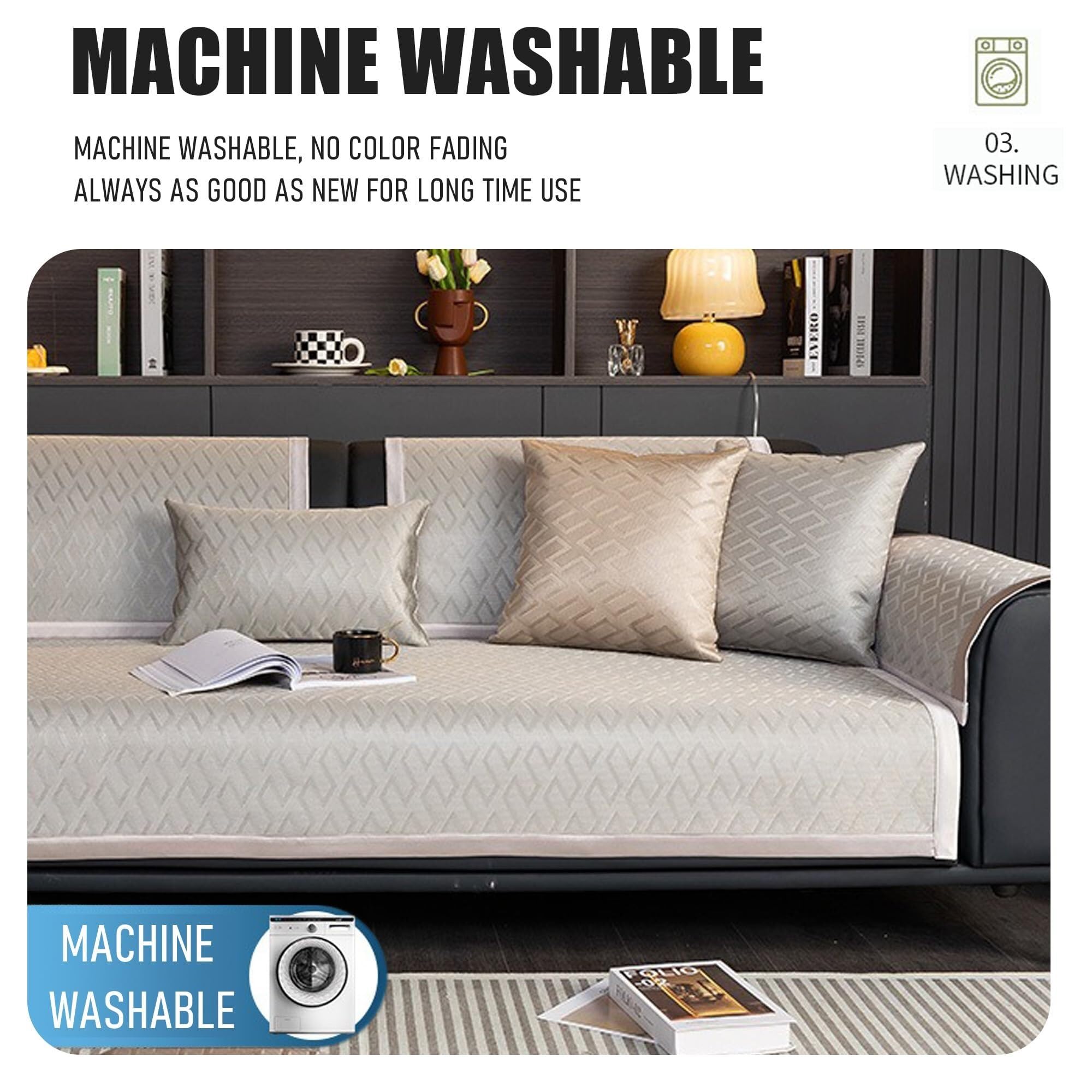 Upgraded Couch Covers - Kühlender Sofabezug im modernen Stil for 2-, 3-, 4-Kissen-Couch, Sommer-Kühlcouchbezug, rutschfest, waschbar, Sofabezug, L/U-förmiger Sofabezug, Sofaschutz for Hunde(B2,110*210