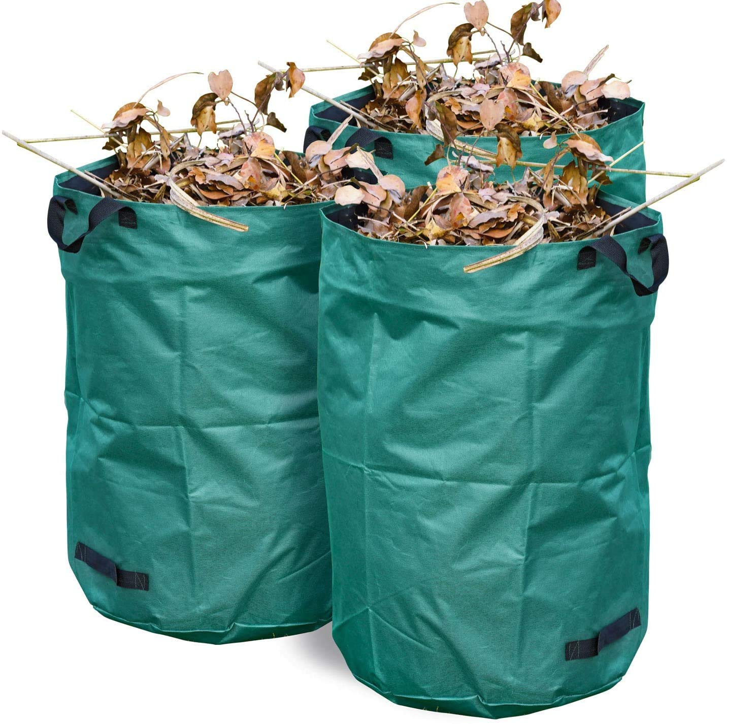 272L Heavy Duty Garden Waste Bags Reusable Yard Leaf Bag, Lawn Pool Robust Tear & Water Resistant Bag - Durable & Portable Garden Storage Bags with Dual Handles (3)