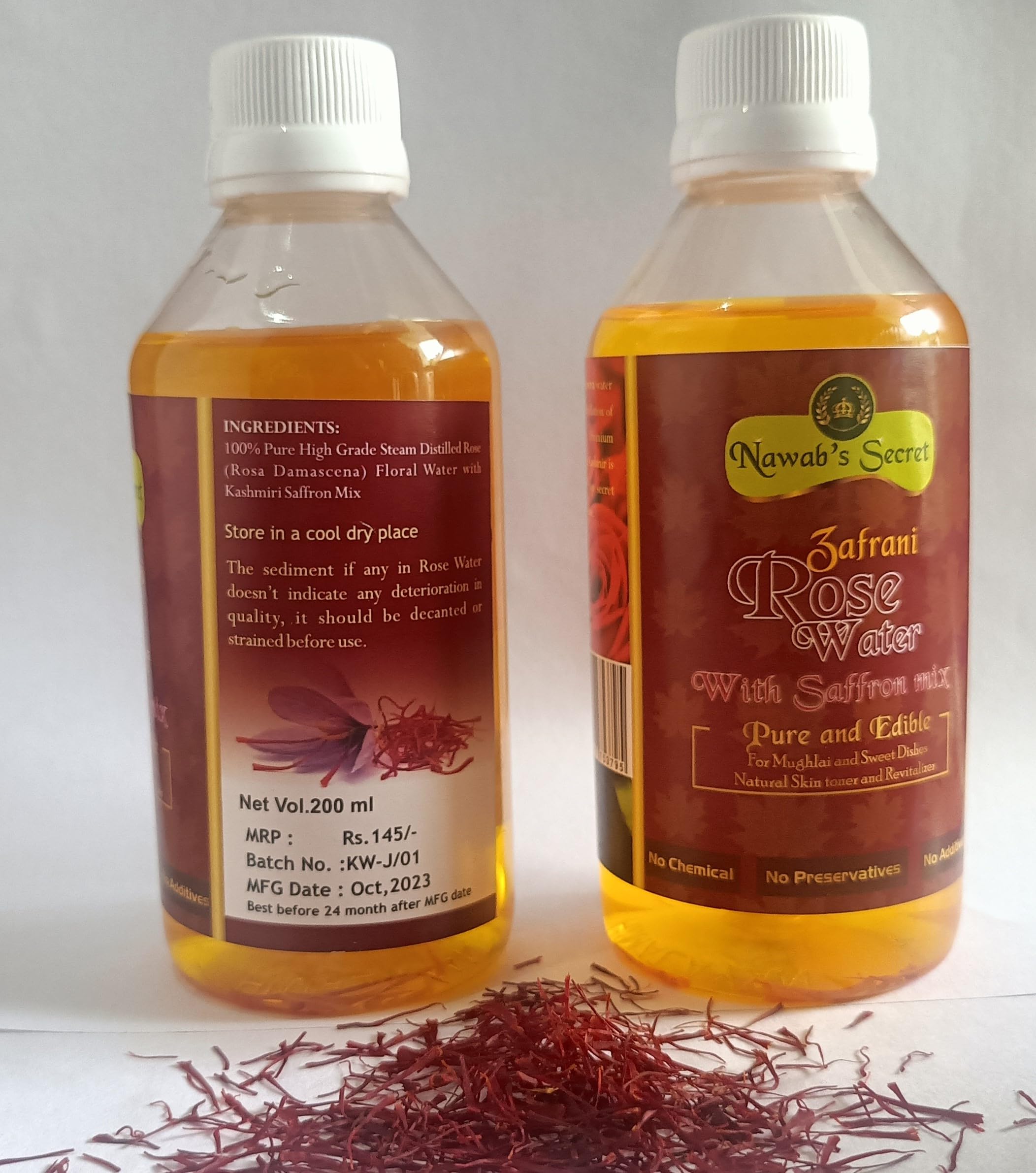 Nawabs Secret Saffron Rose Water 400 ml(Pack of 2 * 200ml) - Essence for Biryani and Mughlai Dishes-100% Natural (B0CR4FPNL8) Amazon Price History, Amazon Price Tracker