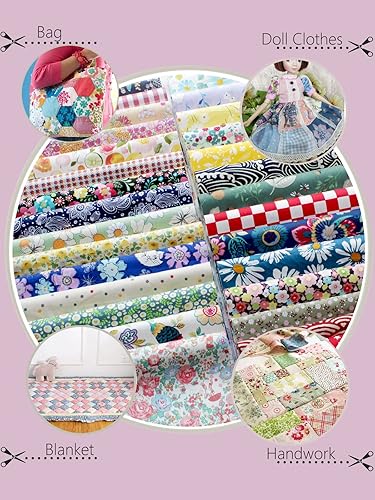 Miniatura 6 de Telas precortadas para acolchar, diseño no repetido, tela de algodón floral impresa para patchwork cuadrados paquetes para manualidades DIY 45