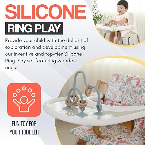 Miniatura 2 de Juguetes para silla alta con ventosas  Juguetes de silicona y madera para silla alta con ventosa para bebés de 6 a 12 meses  Atractivos juguetes de