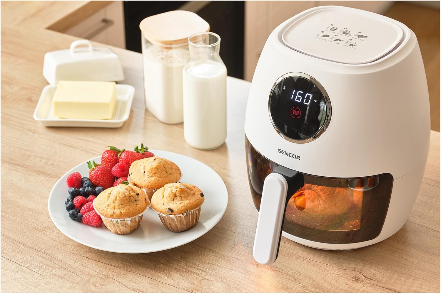 Muffins in air fryer basket