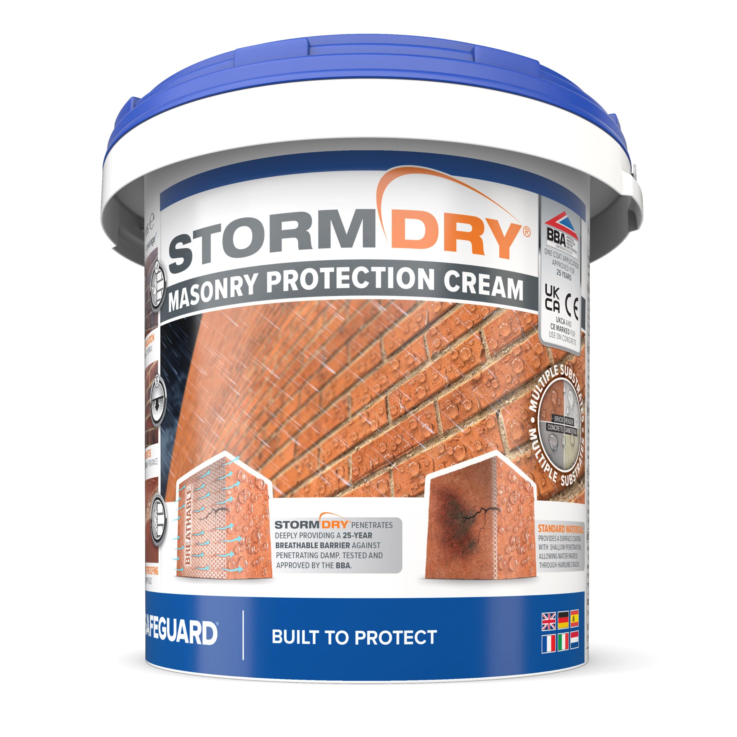 Stormdry Masonry Waterproofing Cream (5 Litre) 25 Year BBA & EST Approved Exterior Brick Sealer. Breathable, Colourless Brick, Concrete, Stone, Mortar, Sandstone & Granite Waterproofer