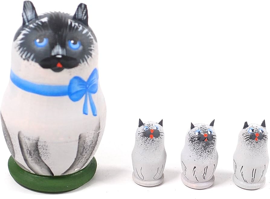 Amazon | マトリョーシカ 数遊び 1個+3匹 「シャム猫 (グレー