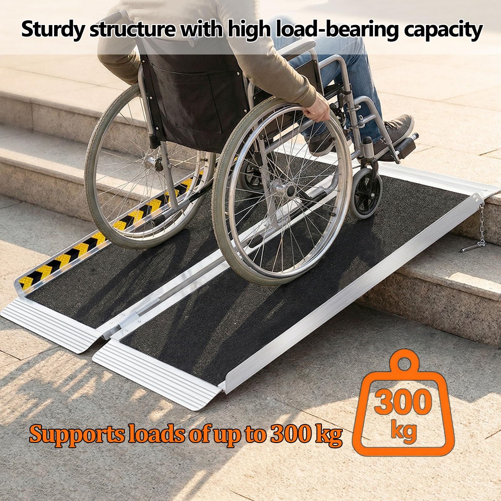 Rampa para sillas de Ruedas, rampas para Personas con discapacidad | Rampa plegable de umbral para escalones y puertas del hogar, capacidad de 600 libras(A,91*73.5cm)