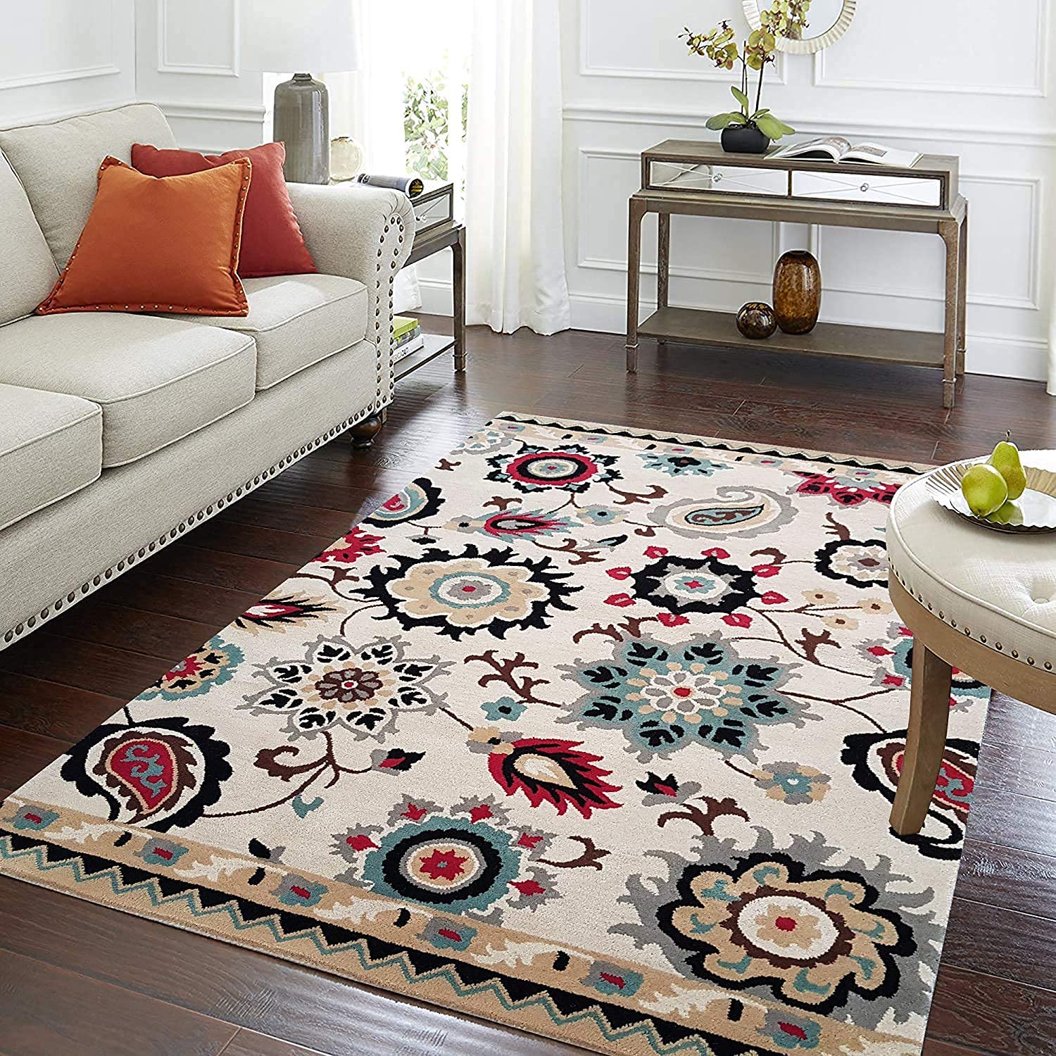 Buy Bhadohi Carpet Industries Premium Floral Carpet for Living Room