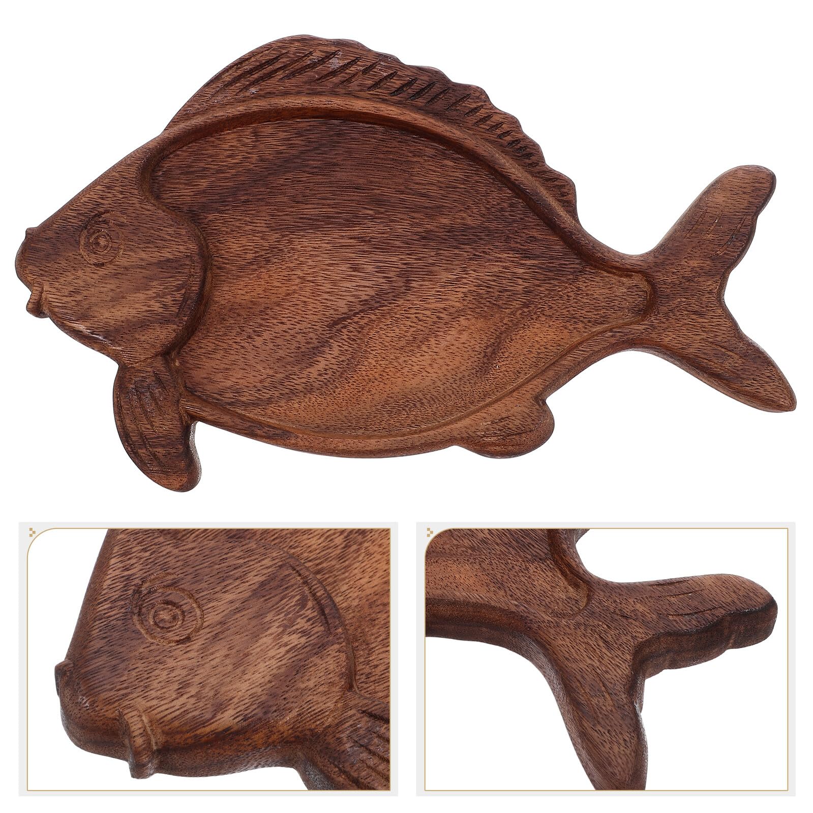 Mikikit Vassoio Per Alimenti Forma Di Pesce in Legno Di Noce Vassoio Per Antipasti Per Sushi Giapponese Verdure Salumi Formaggi Dessert e Frutta Secca