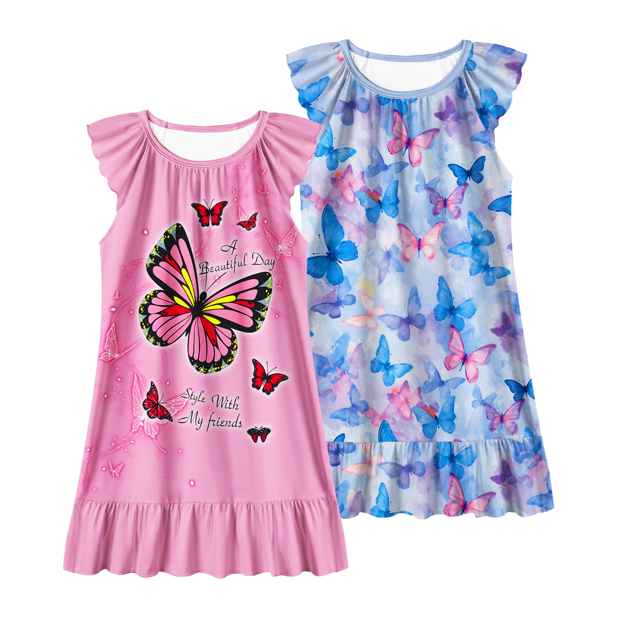 LQSZ Girls Nightgowns Soft Toddler Princess Pajamas Dress for Kids 2pcs