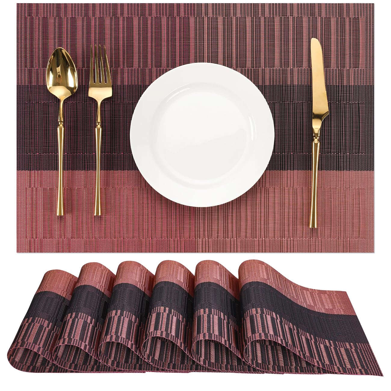 Chitomars Tischsets abwaschbar, Platzsets abwaschbar PVC Platzdeckchen | 4er Set Tischsets Outdoor Vinyl hitzebeständig Gewebte Platzdeckchen für Häuser Restaurants Hotel