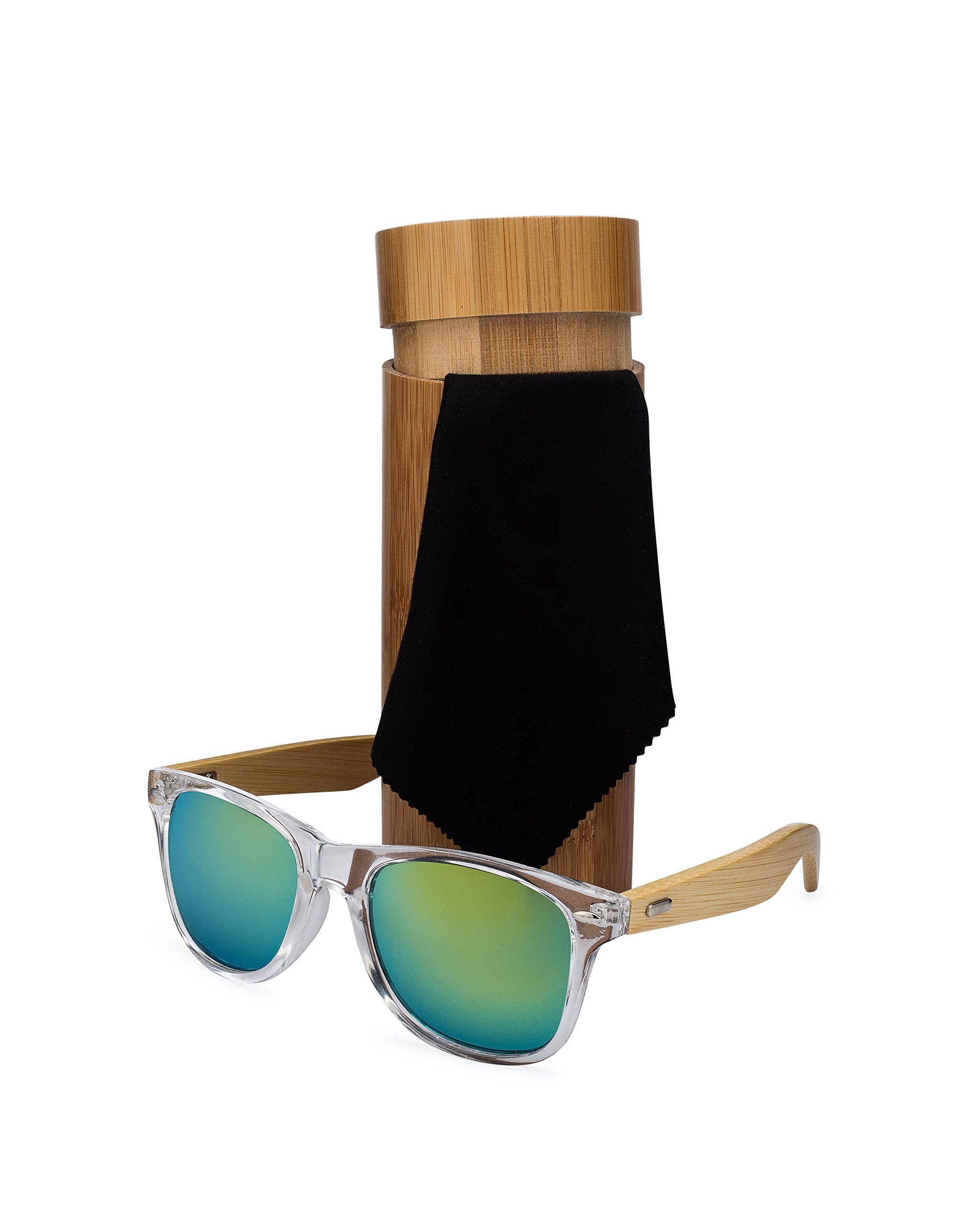 Bamboo Wood Frame Sunglasses with Case. Stylish, Lightweight Sunglasses
