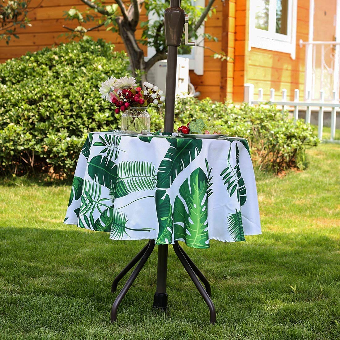 Eternal Beauty Nappe ronde anti-éclaboussures avec trou de parasol et fermeture éclair pour terrasse, jardin, fête et barbecue - 152,4 cm