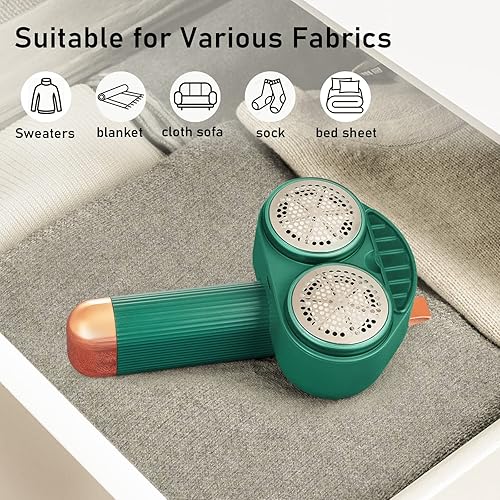 Miniatura 2 de Afeitadora de tela y removedor de pelusas, afeitadora de pelusa de doble cabeza con cuchillas dobles de 6 hojas, afeitadora eléctrica recargable,