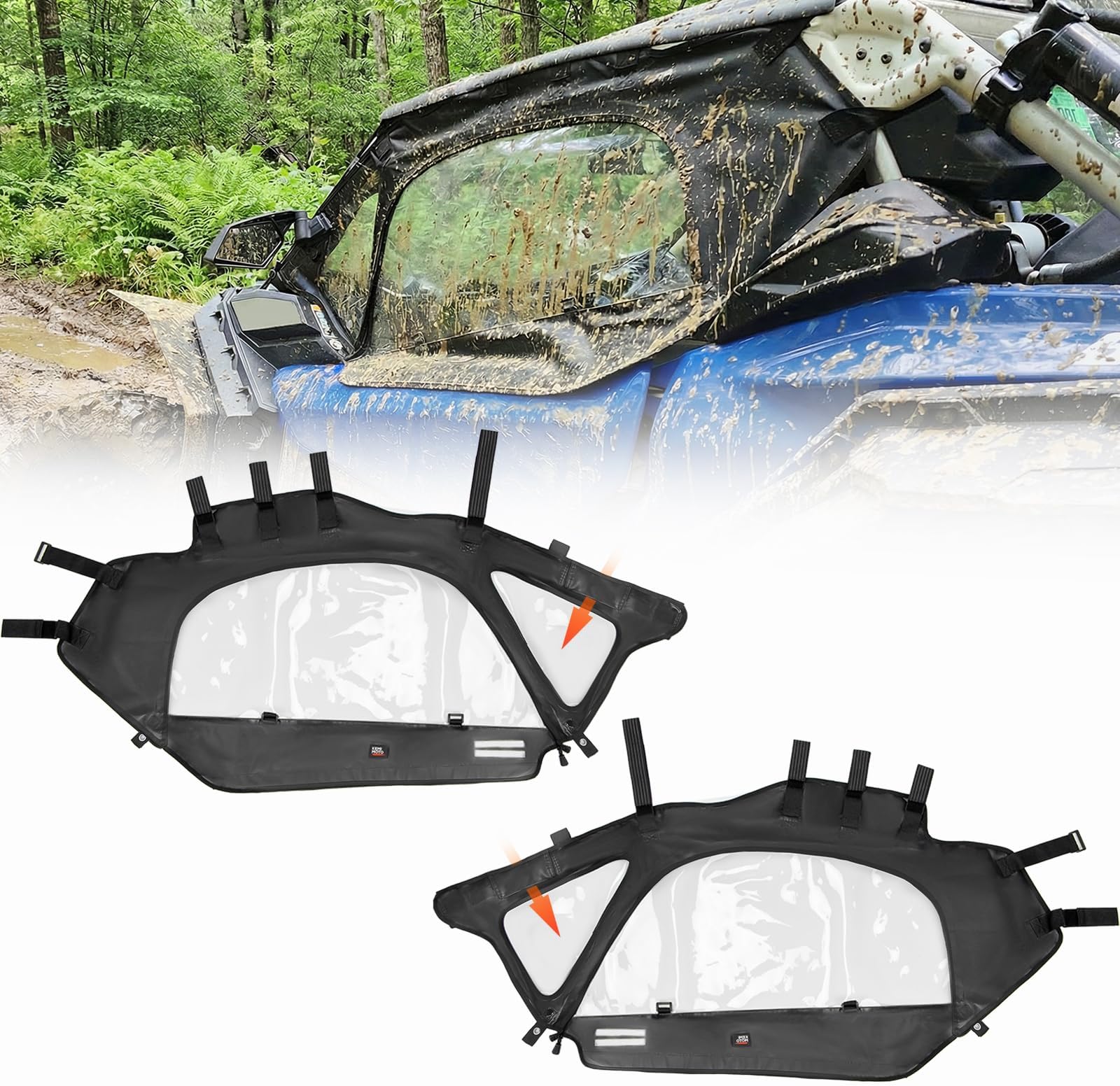 KEMIMOTO X3 Soft Upper Door Set Kit, UTV Soft Cab Doors Top Enclosure with Upgrade YKK Zippers Compatible with 2017-2026 Can Am Maverick X3 2-Seater Models, Work with Roof and Partial Windshields