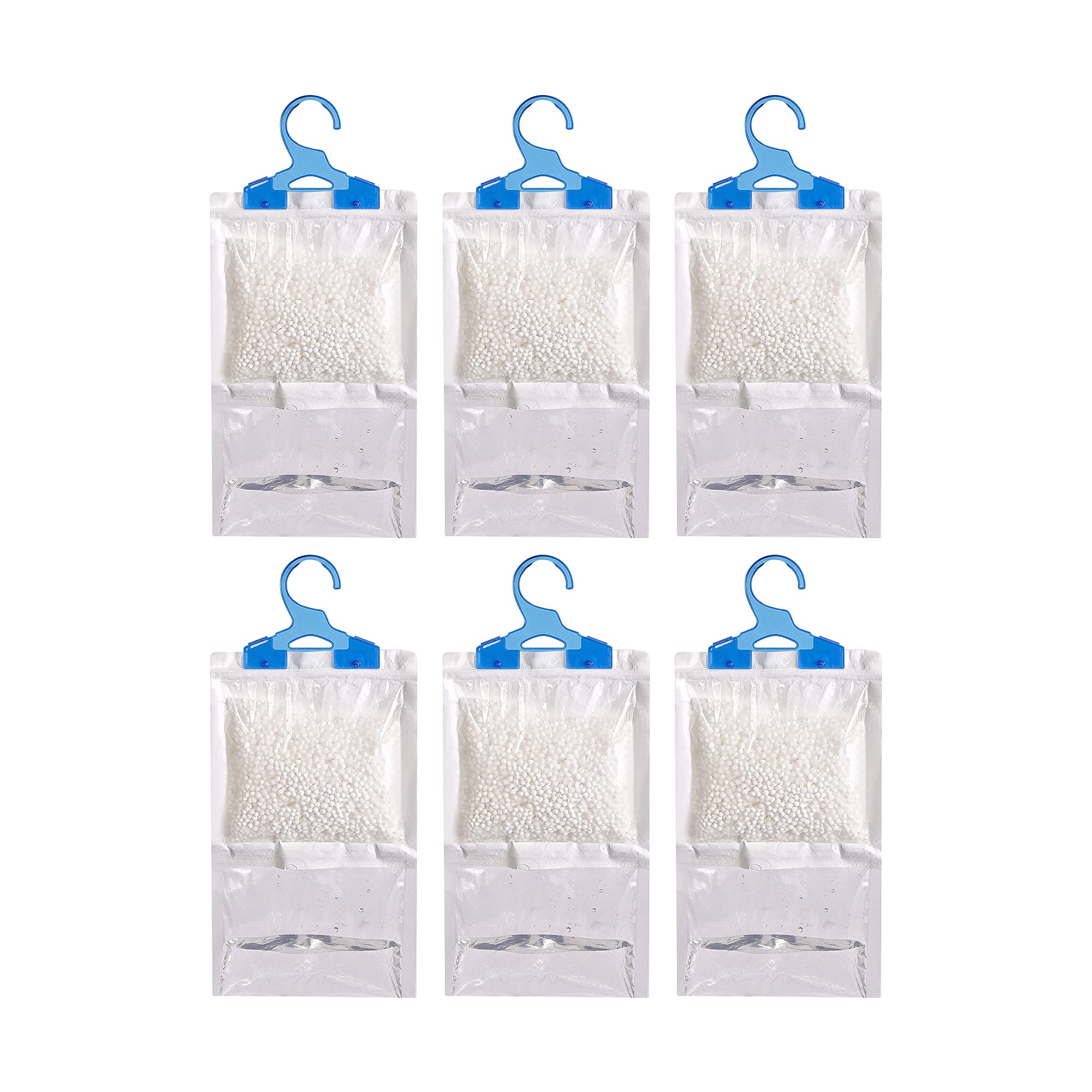 RMTL Hanging Interior Wardrobe Dehumidifier with Strong Hook & Leak Proof Storage Bag Perfect forStop Damp, Mildew, Mould & Condensation for Wardrobe (Pack of 6)
