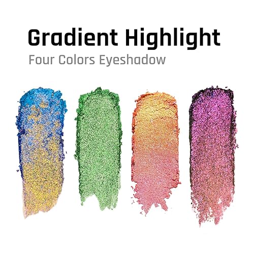 Miniatura 5 de CHARMACY Paleta de sombra de ojos con purpurina multicroma, paleta de resaltadores faciales de alto brillo, sombra de ojos holográfica metálica,