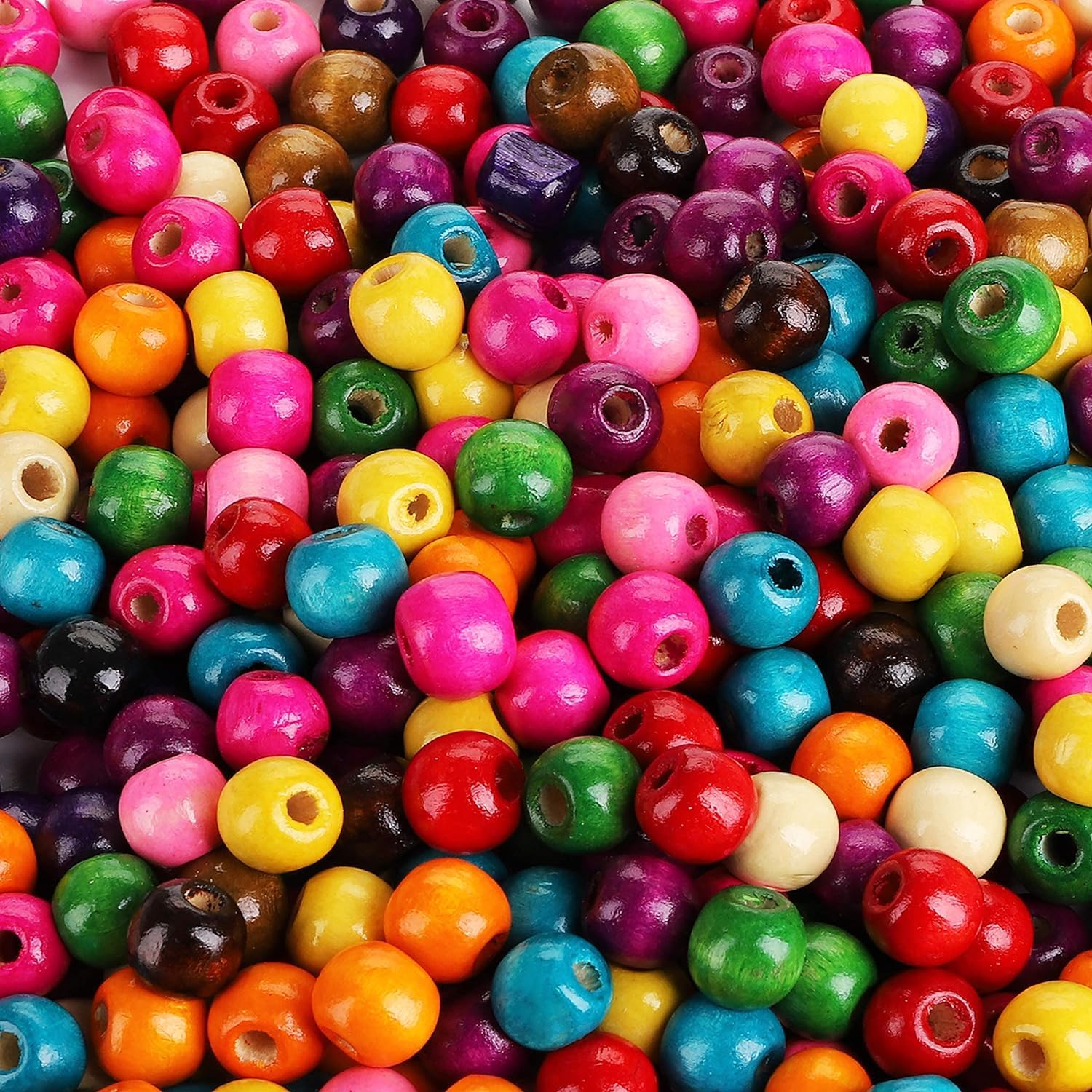 DIY Crafts 130, Multi Colored Wood Beads, Round Paint Wooden Spacer Beads with Assorted Color, Large Hole, Great for Jewelry Bracelets Necklace Earring Making (130)-image-28