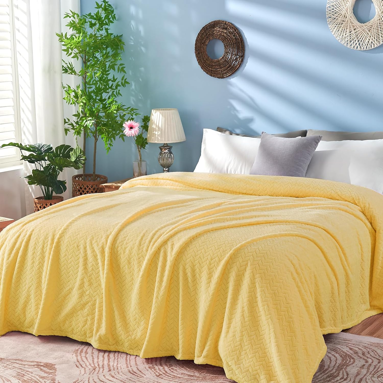 inhand Champagne Gold Fleece Throw Blanket for Couch, Super Soft Flannel Blanket, Lightweight Fuzzy Blankets Sofa Bed Office, Washable Cozy Plush Fleece Blankets&Throw for All Season(50x60 Inches) - Image 2