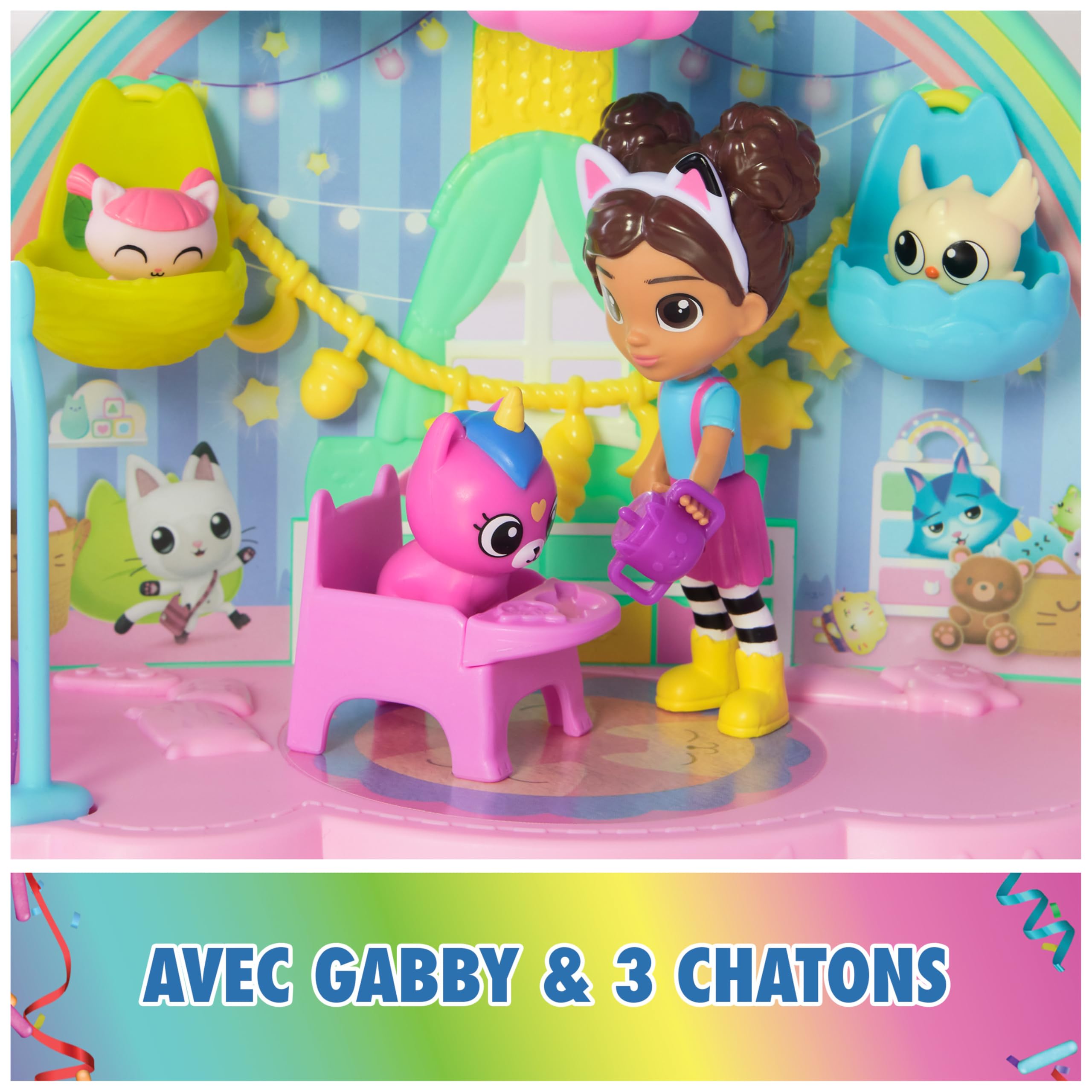 Gabby et la Maison Magique - Gabby Dollhouse - Nurserie Chatons - 17 Eléments Avec 4 Figurines - Dessin Animé Jouet Maison De Poupée - Jouet Enfant 3 Ans Et +