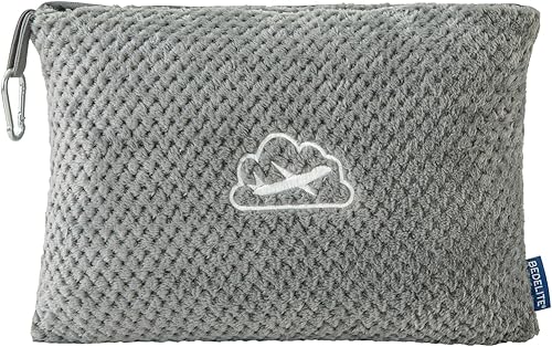 BEDELITE Manta de viaje compacta con bolsa, portátil y plegable, juego de almohada y manta de viaje jacquard 2 en 1, manta de avión esencial de