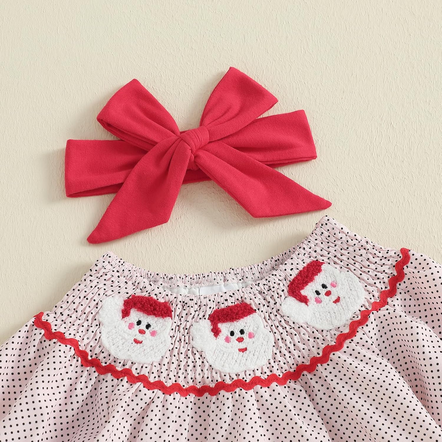 Toddler Baby Girl Christmas Dress Santa Long Sleeve A-line Smocked Christmas Dress for Winter Fall - Image 5