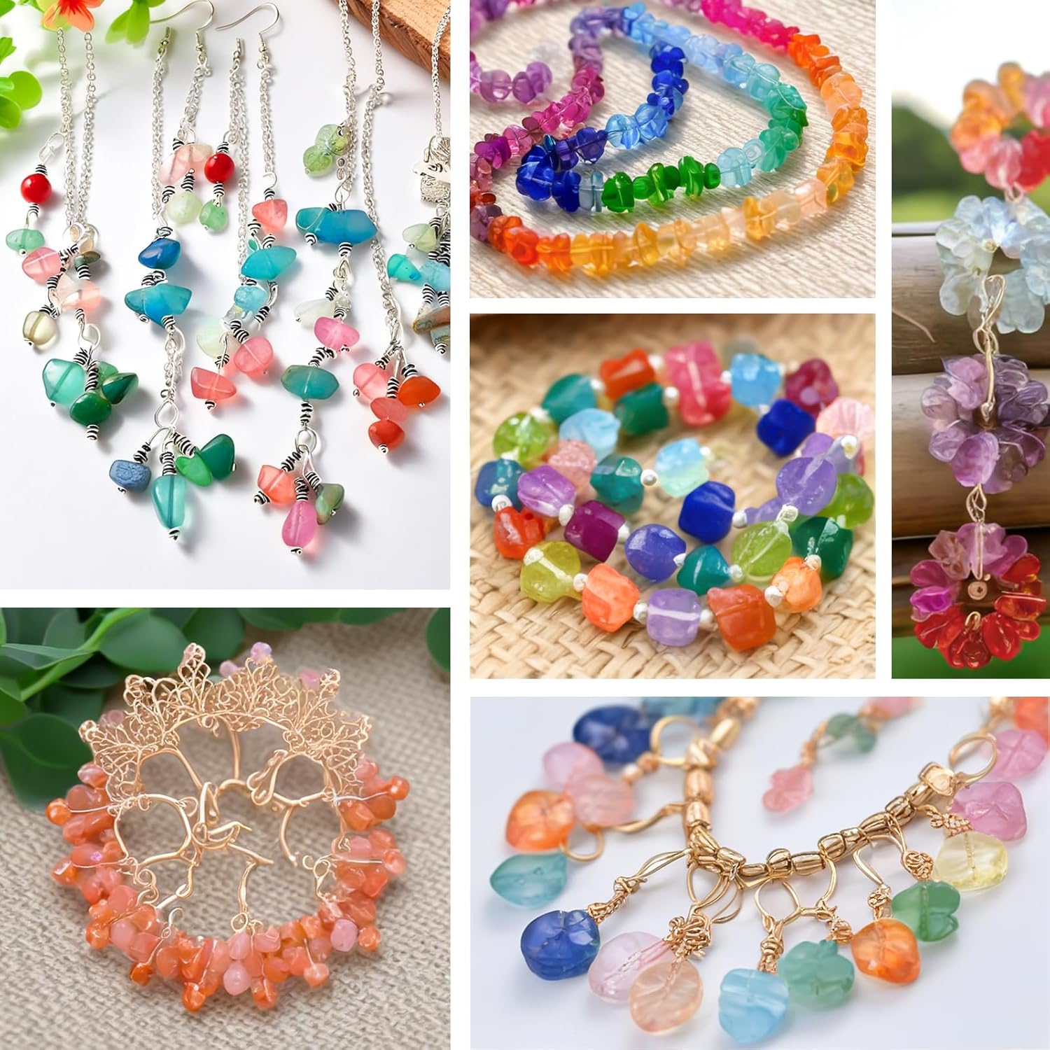 1000pcs Multicolor Natural Chips Stone Beads for Jewelry Making Supplies,Irregular Gemstones Beads Healing Crystal for Women Crafts,Loose Rocks Bead Hole Drilled DIY for Bracelet Jewelry (5-8mm) - Image 5