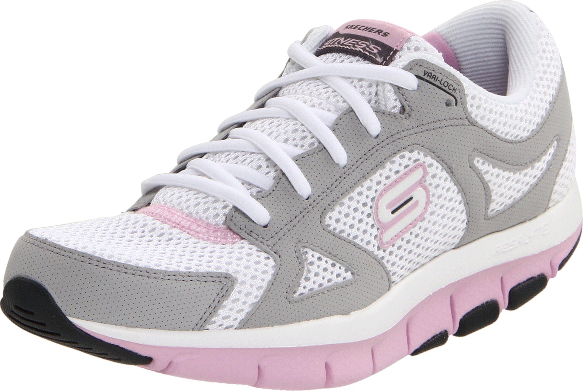 SkechersSport Women's LIV-Smart Lace-Up,White Pink,6.5 M US