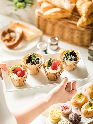 Miniatura 9 de YHOSSEUN Bandeja grande de 3 niveles con soporte para servir, platos para servir para entretenimiento, bandeja de servir escalonada para el día de