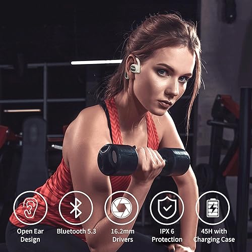 Miniatura 2 de aubor Auriculares deportivos inalámbricos Bluetooth 5.3 con 2 micrófonos, controlador de 0.638 in, conversación clara ENC, IPX6 resistente al agua,