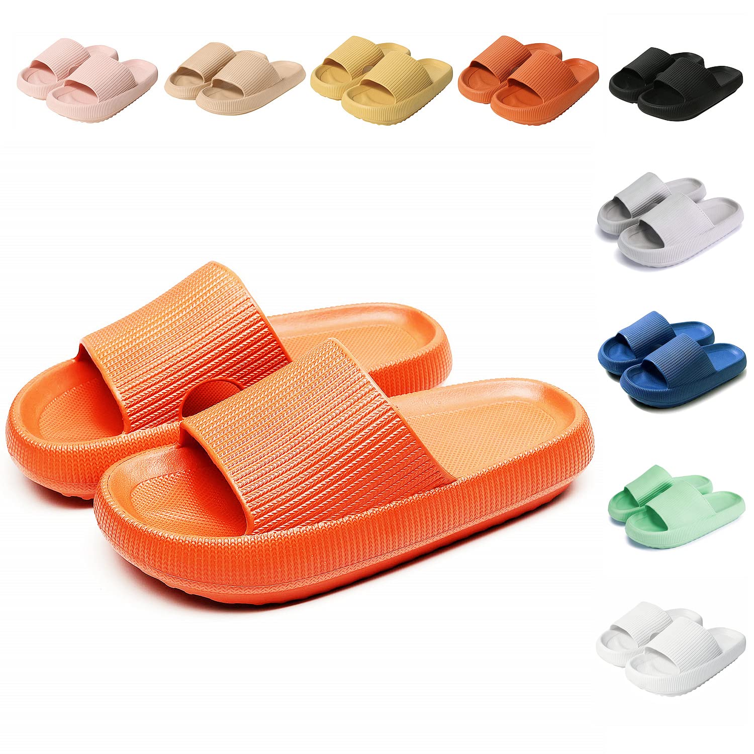Sumvov Cozyslides Original Damen Schlappen 100% EVA Super Weich Rutschfest Badeschuhe Cozislides Original Hausschuhe Damen Herren,Orange,40/41 EU