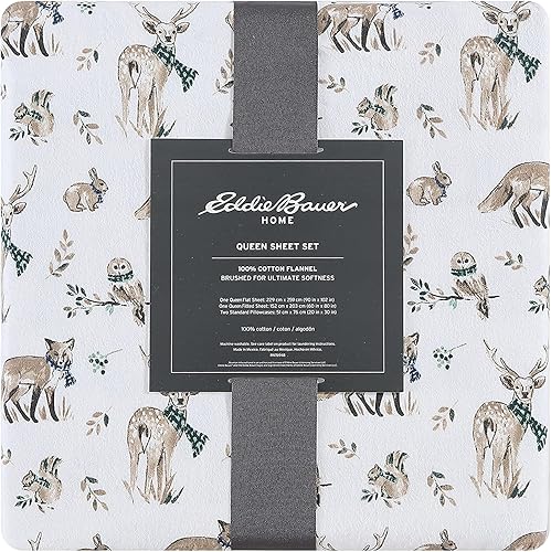 Vista 177 de Eddie Bauer - Full Sheets, Cotton Flannel Bedding Set, Brushed For Extra Softness, Cozy Home Decor (Dog Friends, Full)
