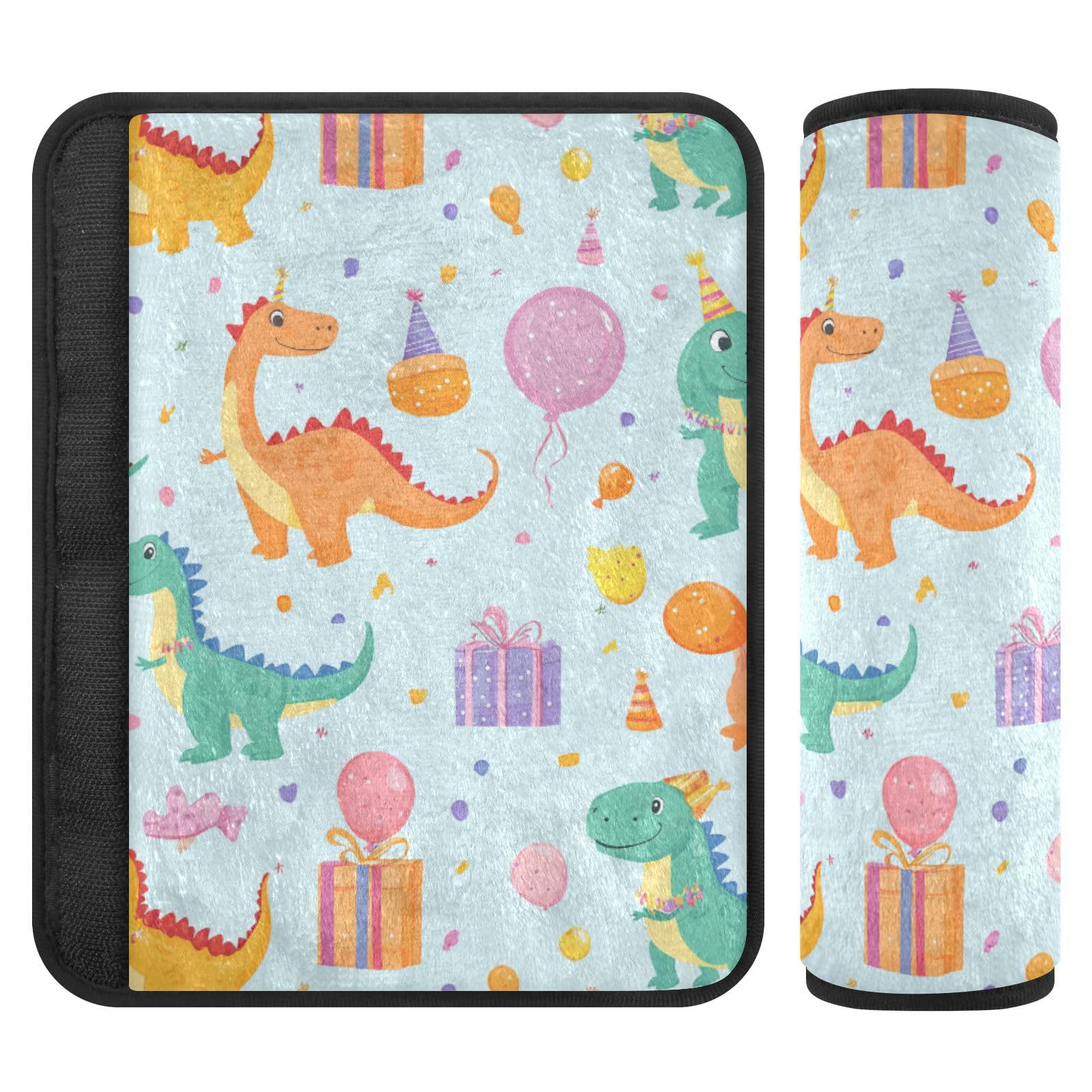 Seat Belt Covers 2 Pack Cartoon Dinosaurs Car Seat Strap Covers Super Soft Cute Car Seat Neck Cover for Boys Girls Adults Babies S
