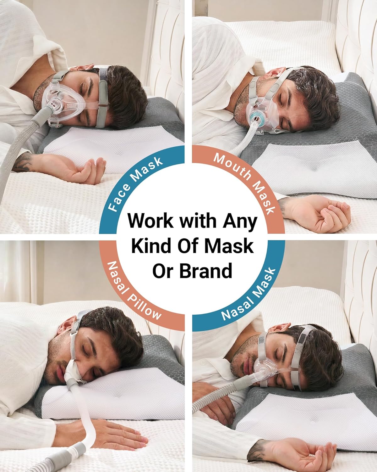 Elviros CPAP Pillow for Side Sleeping, Sleep Apnea Memory Foam Pillow for All CPAP Masks Users to Reduce Air Leaks & Masks Pressure, Adjustable Height with Cooling Breathable Cover