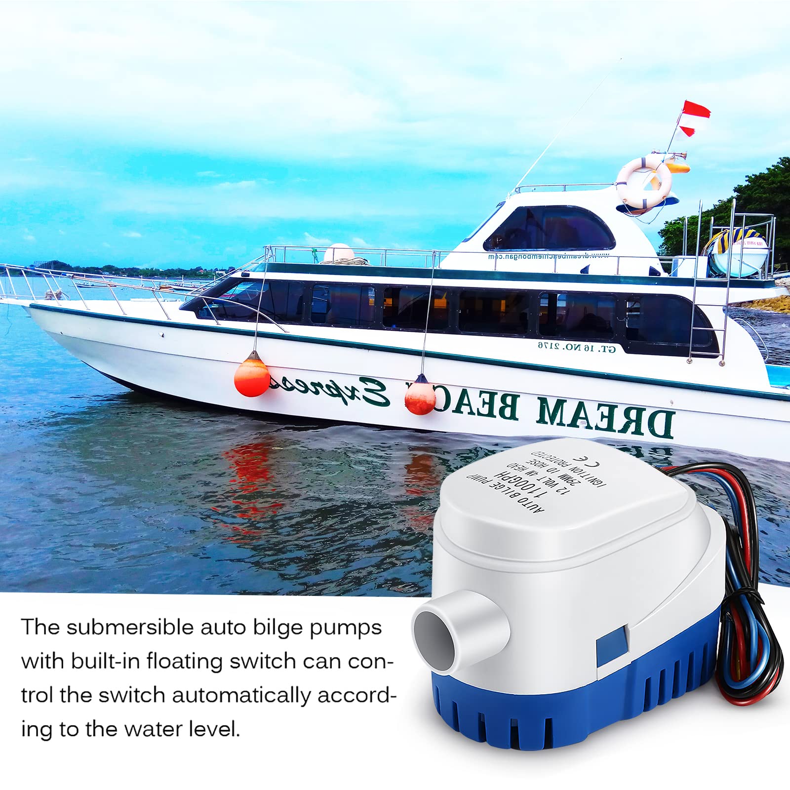 Pompe De Cale 12V 1100 GPH – Submersible, Automatique/semi-auto, Flotteur Intégré, Acier Inoxydable, Pour Bateau Et Yacht