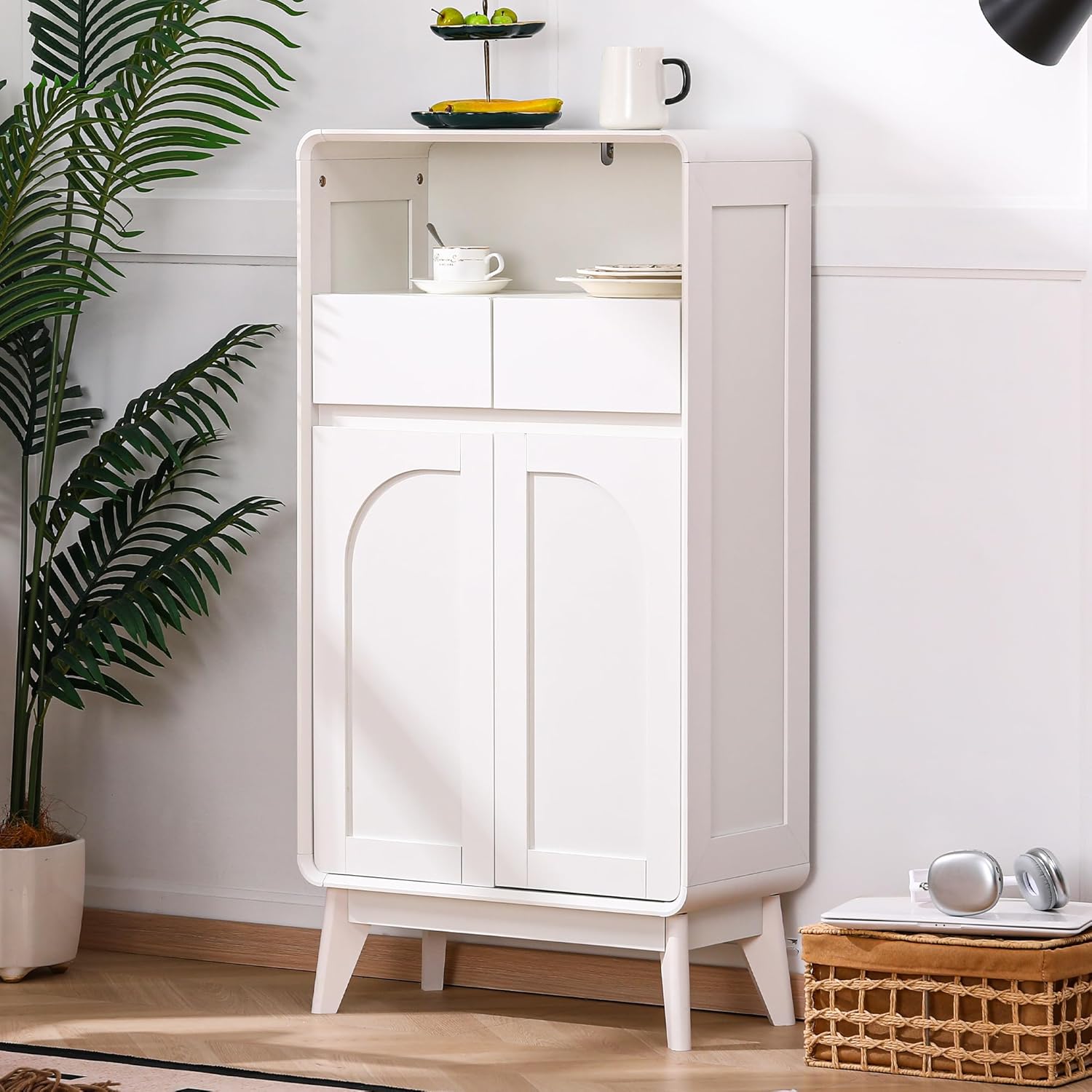 45" H Tall Buffet Cabinet with Adjustable Shelves, Modern Accent Sideboard with Doors and Drawers, Kitchen Storage and Coffee Bar Cabinet for Living Room,Dining Room, Entryway