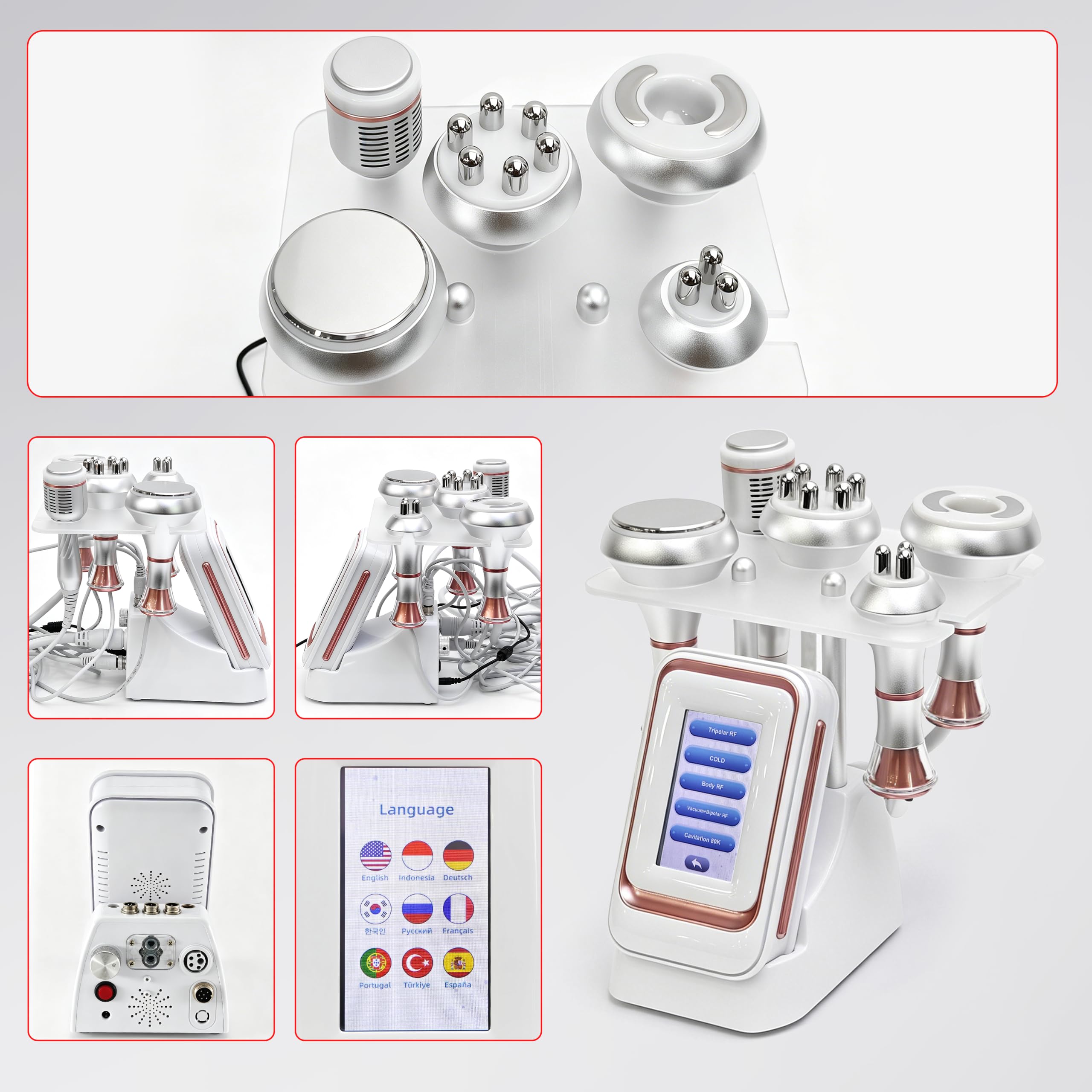 Elitzia Macchina per cavitazione 5 in 1, 80 K, per scolpire i grassi, bruciare i grassi, rassodare, rassodare la pelle, massaggio sottovuoto, martello freddo, macchina per cavitazione viso, RF salone