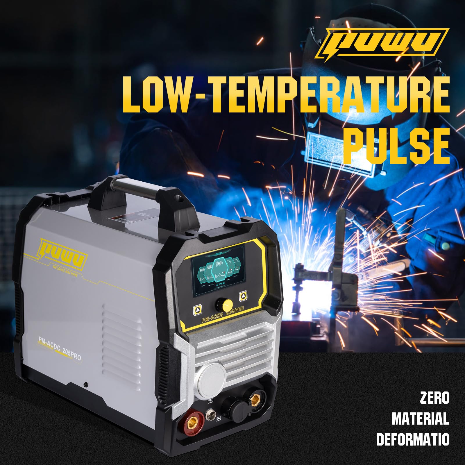 Soldadora TIG de aluminio CA/CC de 205 amperios, máquina de soldadura multiproceso 6 en 1, CA TIG/DC TIG/pulso CA/pulso CC/MMA/STICK/SPOT TIG, 110V/220V de doble voltaje, máquina soldadora ACDC
