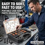 mankk Metric Flange Bolts and Nuts Assortment Kit M6x1.0, M8x1.25, M10x1.5 (12mm to 30mm) Hex Bolts and Nuts Washers Kit for Automotive (10.9 Black Alloy Steel Class)
