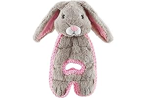 Easter Jewel for Dogs: Cuddle Tugs Bunny Plush Interactive Dog Toy with Squeaker