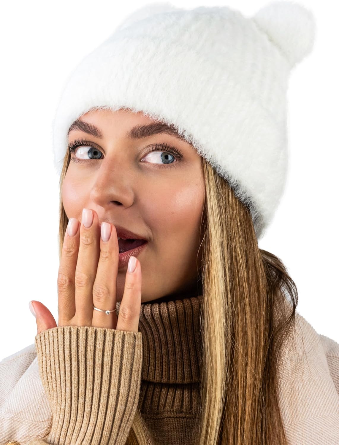 Women Winter Warm Beanie Caps Cute Ear Crochet Hat Slouchy Winter Hats