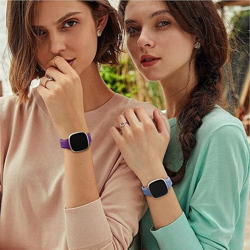 Miniatura 9 de Dirrelo Paquete de 4 bandas de encaje de silicona compatibles con bandas de Fitbit SenseBandas de Fitbit Versa 3 para mujerBandas de Fitbit Versa