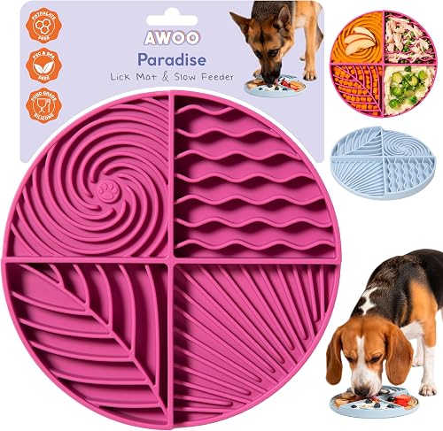 AwooPetEssentials Paradise Lick Mat for Dogs - Non-Slip Silicone Slow Feeder with Suction Cups, BPA-Free AwooPetEssentials Paradise Lick Mat for Dogs - Non-Slip Silicone Slow Feeder with Suction Cups, BPA-Free
