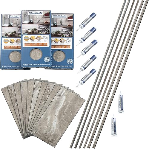 Miniatura 27 de Muestra de bañera y ducha envolvente de azulejos Palisade de 4.5 x 11 pulgadas en mármol español