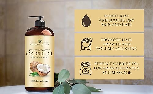Miniatura 6 de Handcraft - Aceite de coco fraccionado aceite portador de coco 100 puro y natural de primera calidad para aceites esenciales aceite de masaje aceite