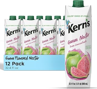 Kern’s Guava Juice Nectar 12-Pack 32.4oz Cans - Fresh Fruit Puree Tropical Nectar for Smoothies, Cocktails, Kids Drinks & Mexican Recipes