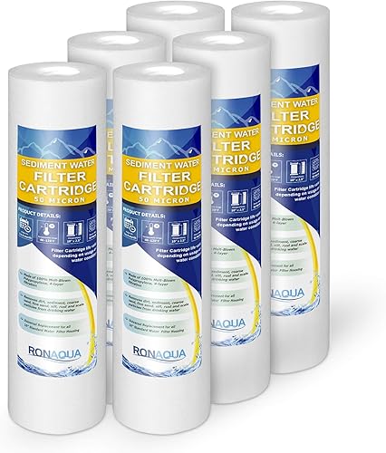 Cartucho de filtro de agua de sedimentos de 50 micrones de 10 x 2.5 pulgadas, cuatro capas de filtración, elimina arena, suciedad, limo, óxido,