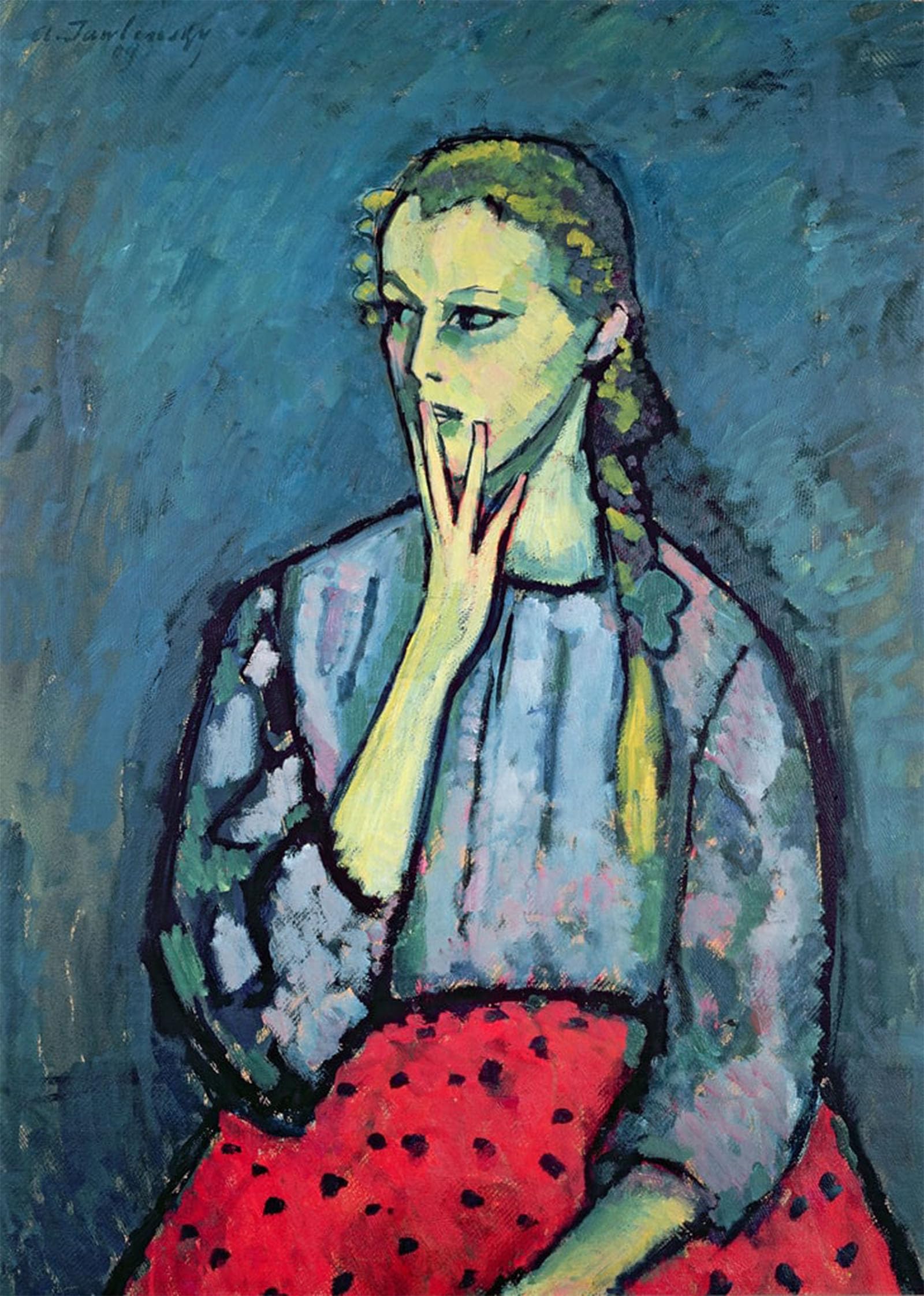SERENDIPITP Retro Picture Poster Wall Art Pictures Painting Portrait of a Young Girl by Alexej Von Jawlensky Wall Art Canvas Print for Wall Decor 60x90cm