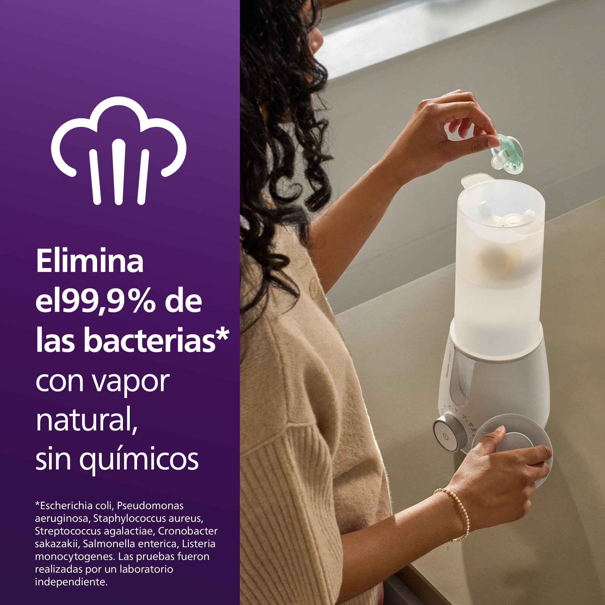 Philips Avent Premium calentador y esterilizador 2 en 1 con tecnología de baño de agua estándar de calidad hospitalaria, sensor de temperatura inteligente, prevención de zonas calientes, SCF359/00