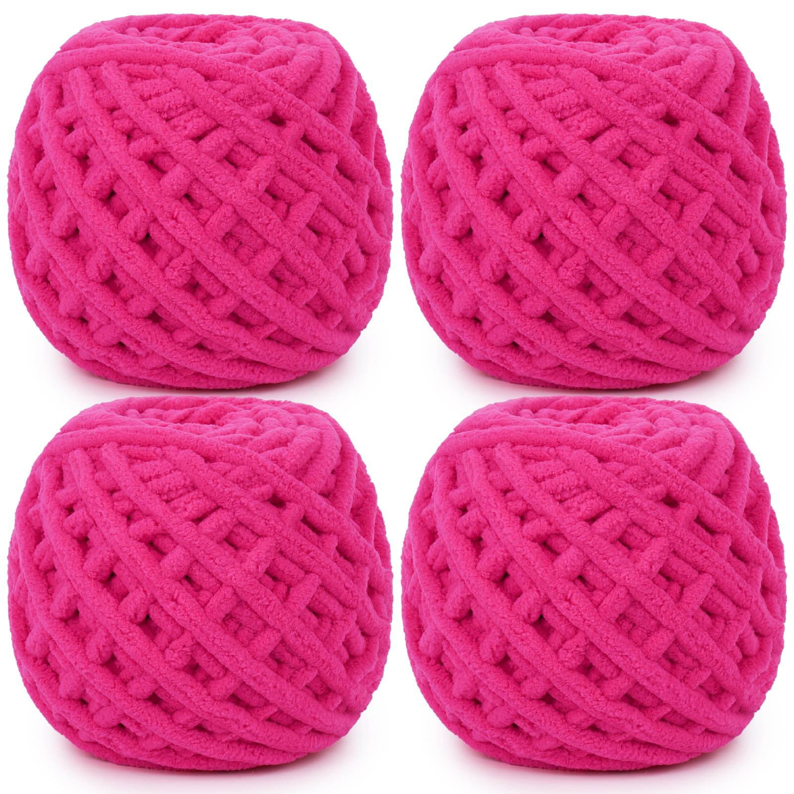 Aeelike Chunky Knitting Wool - 4 x 100g Soft Thick Chunky Yarn for Hand Knitting - Rose Red Thick Yarn for Crochet Blanket, Scarves, Sweaters, Handmade Bags and Plush Projects — image 1